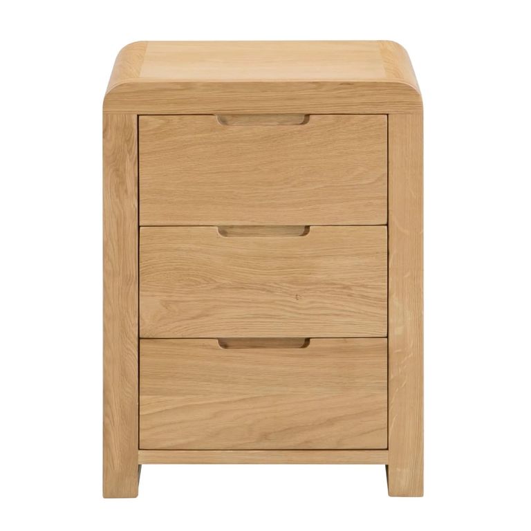 Curve Bedside Cabinet - 3 Drawer - Small - Oak