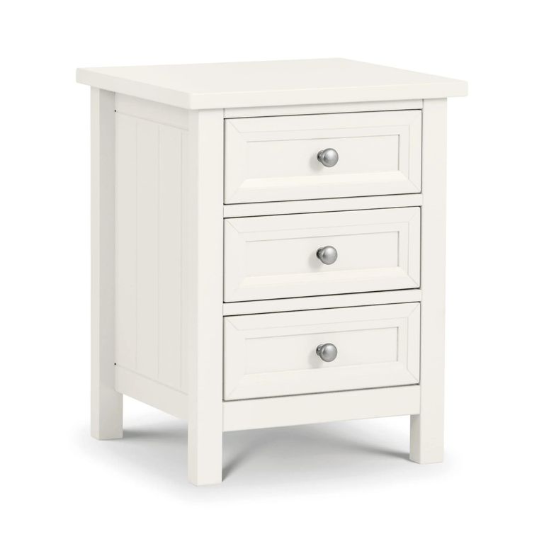 Maine Bedside Cabinet - 3 Drawer - White