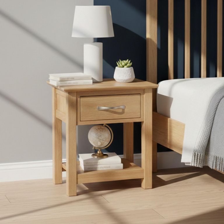 Nimbus Bedside Table - 1 Drawer - Oak