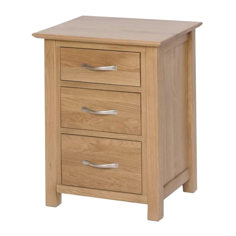 Nimbus Bedside Cabinet - 3 Drawer High - Oak