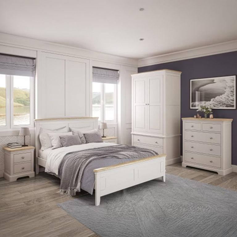 Cromwell Bedside Cabinet - 3 Drawer - Grey Painted