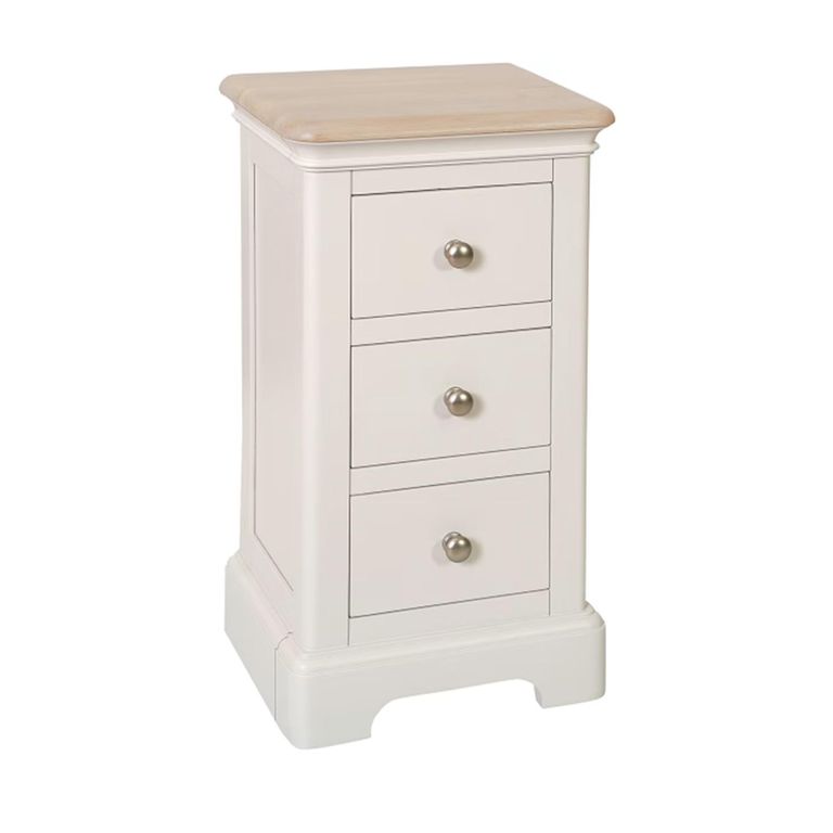 Cromwell Bedside Cabinet - 3 Drawer Compact - Grey Painted