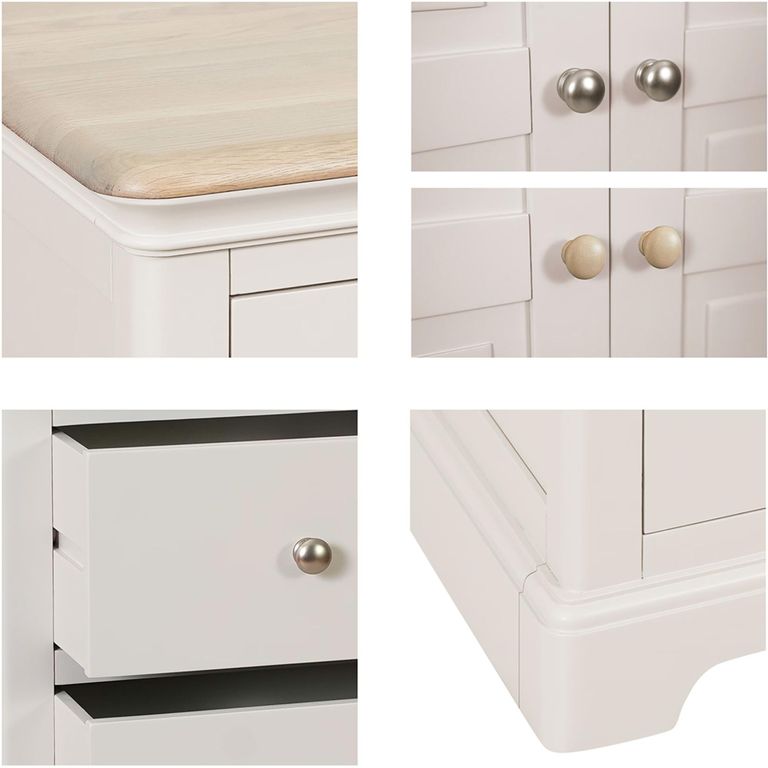 Cromwell Bedside Cabinet - 3 Drawer Compact - Grey Painted