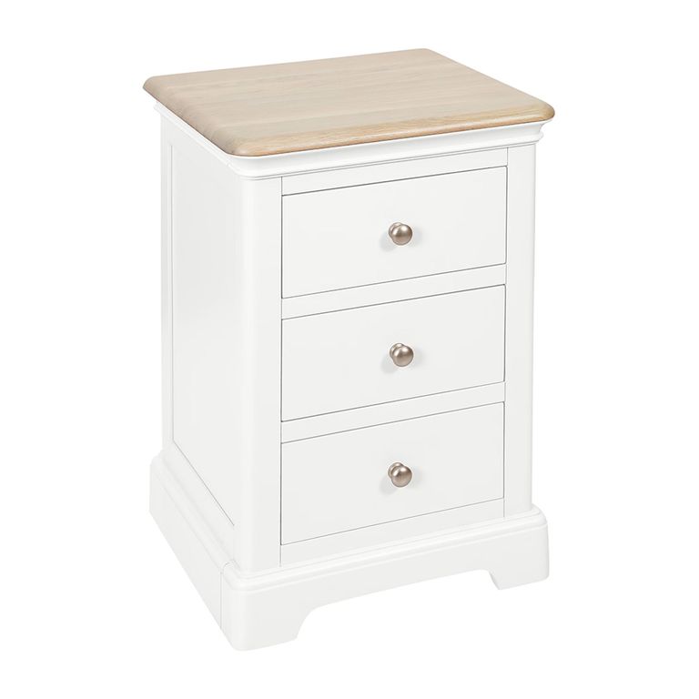 Cromwell Bedside Cabinet - 3 Drawer - White Painted