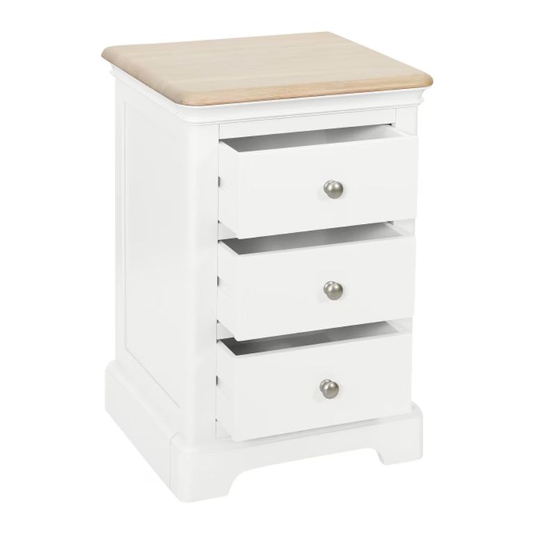 Cromwell Bedside Cabinet - 3 Drawer - White Painted