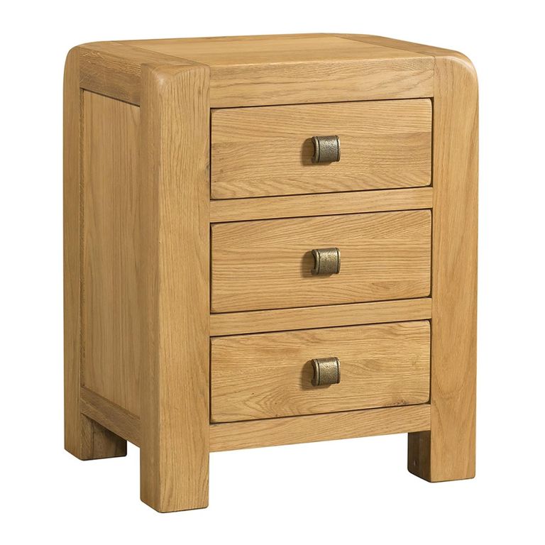 Curve Bedside Cabinet - 3 Drawer - Oak