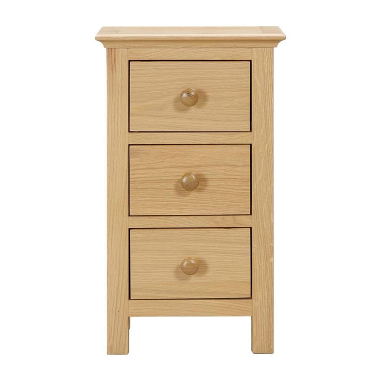 Arlington Compact Bedside Cabinet - 3 Drawer - Oak