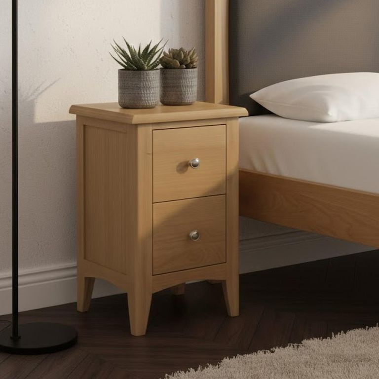 Kilkenny Narrow Bedside Cabinet - 2 Drawer - Oak