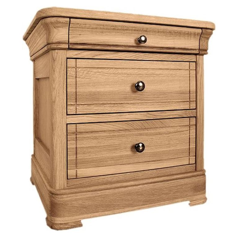 Moreno Bedside Cabinet - 3 Drawer - 58cm - Oak