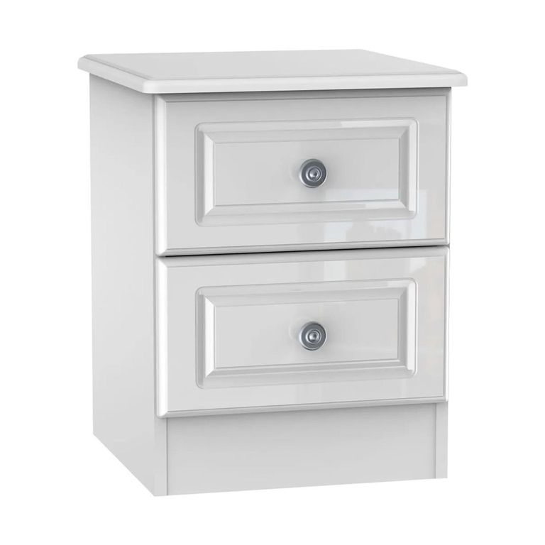 Pembroke White Gloss 2 Drawer Bedside Cabinet
