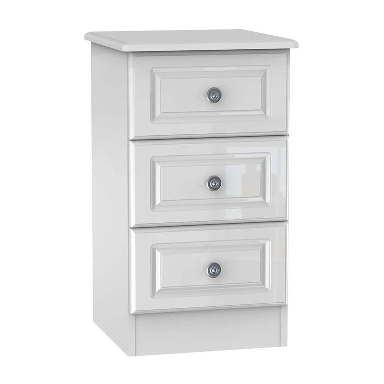 Pembroke White Gloss 3 Drawer Bedside Cabinet