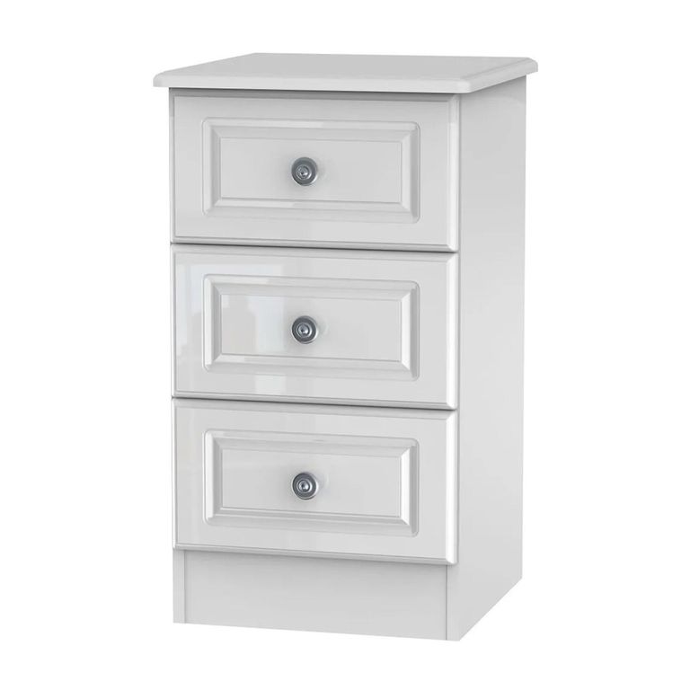 Pembroke White Gloss 3 Drawer Bedside Cabinet