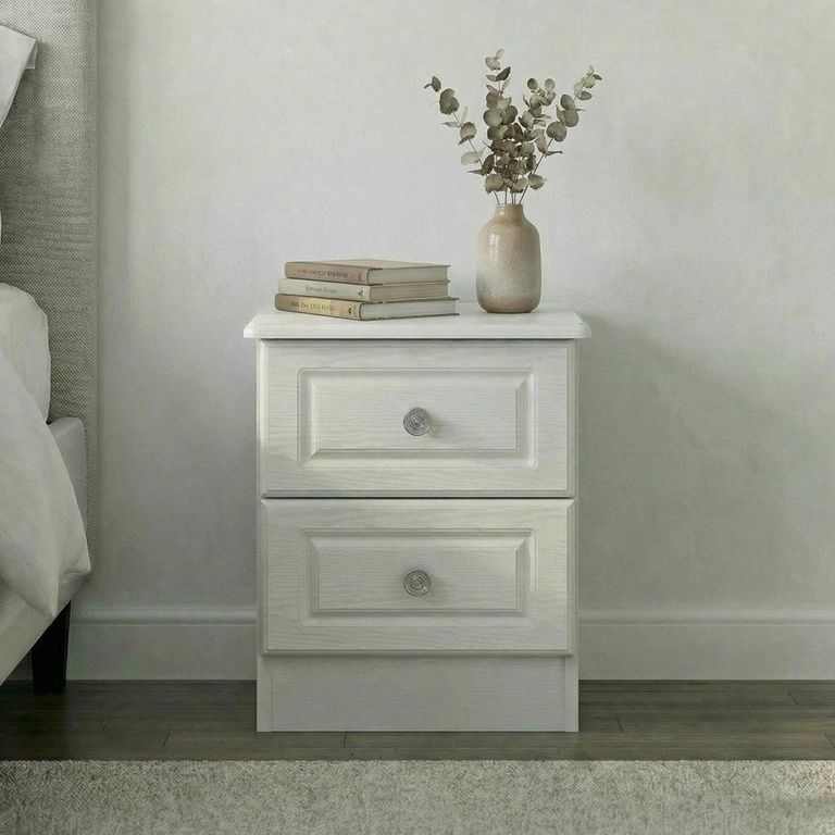 Pembroke White 2 Drawer Bedside Cabinet