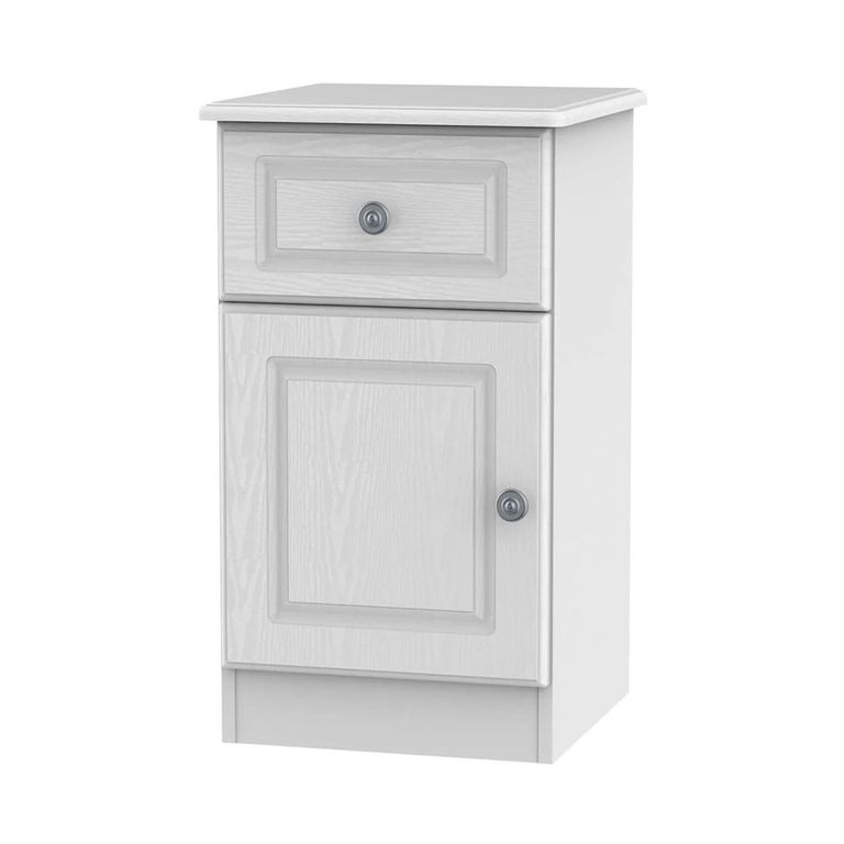 Pembroke White 1 Door 1 Drawer Bedside Cabinet LHF