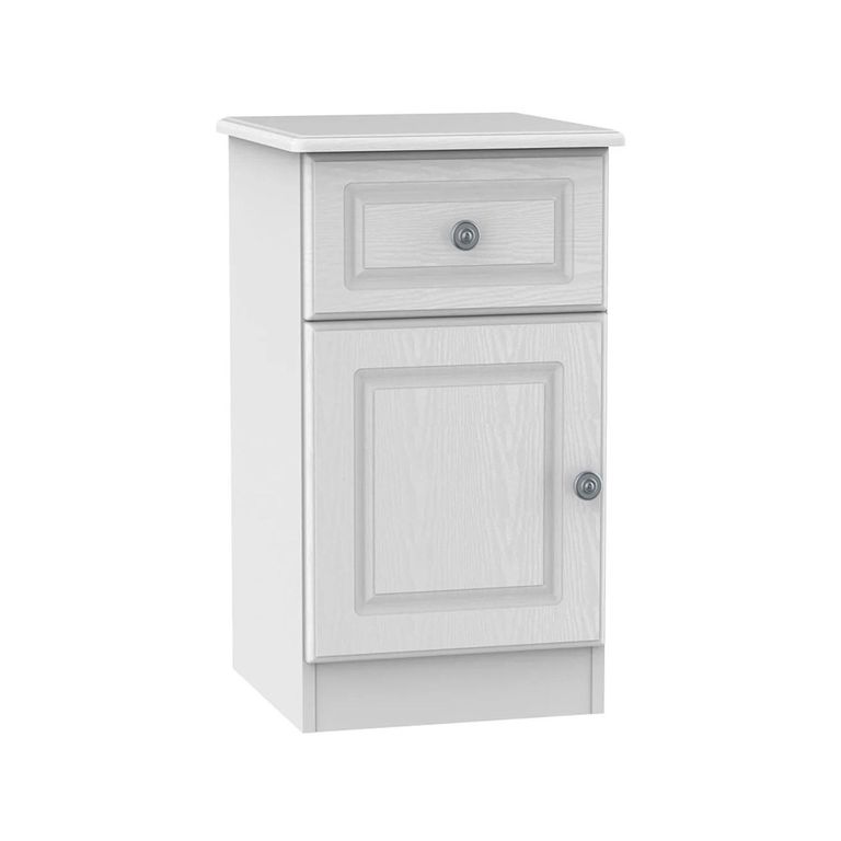 Pembroke White 1 Door 1 Drawer Bedside Cabinet RHF
