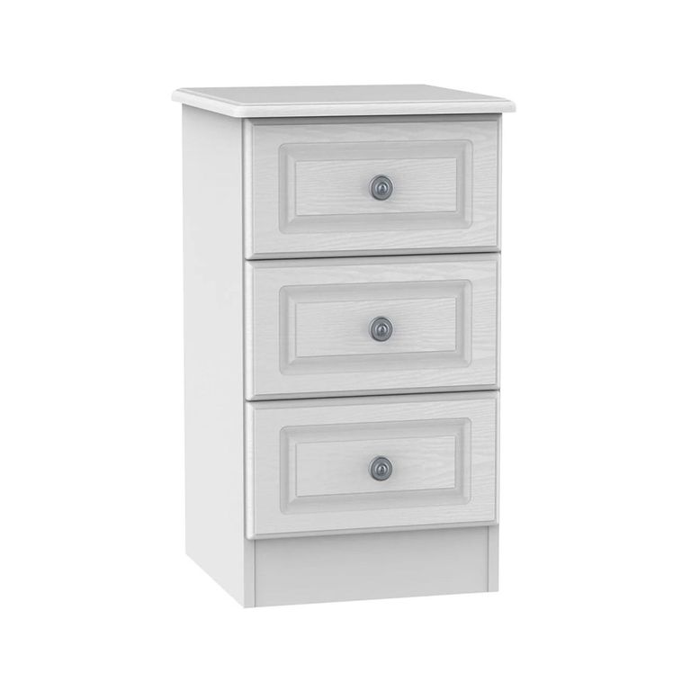 Pembroke White 3 Drawer Bedside Cabinet