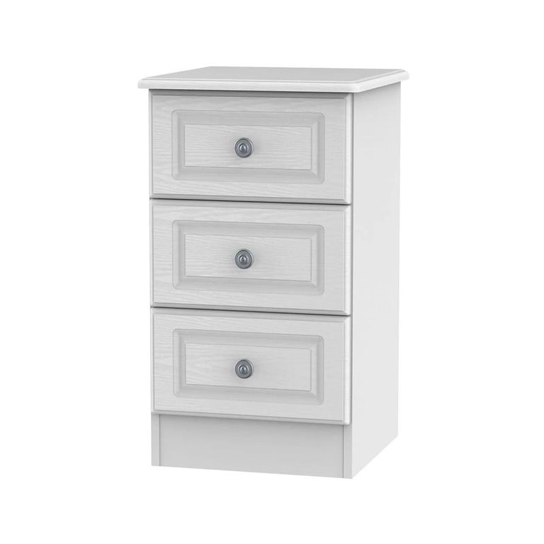 Pembroke White 3 Drawer Bedside Cabinet
