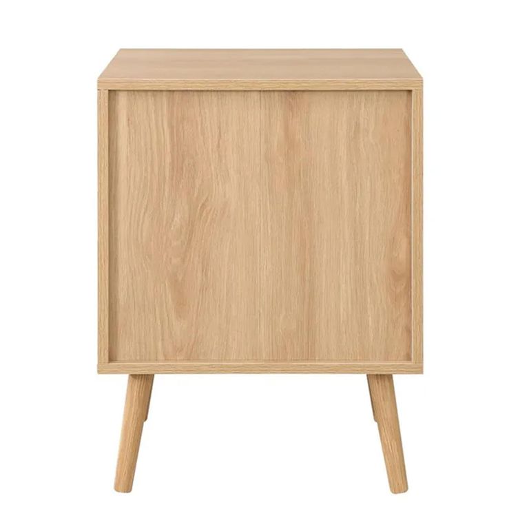 Clearance - Croxley Bedside Cabinet - 2 Drawer - Oak and Rattan - FSS16883