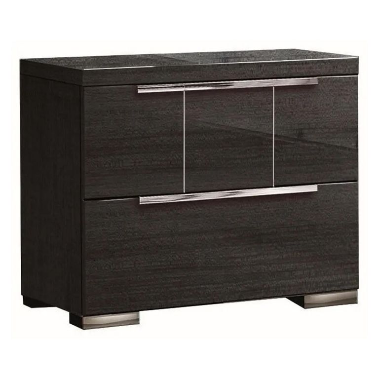 Clearance - Versilia Bedside Cabinet - 2 Drawer - Black - A488