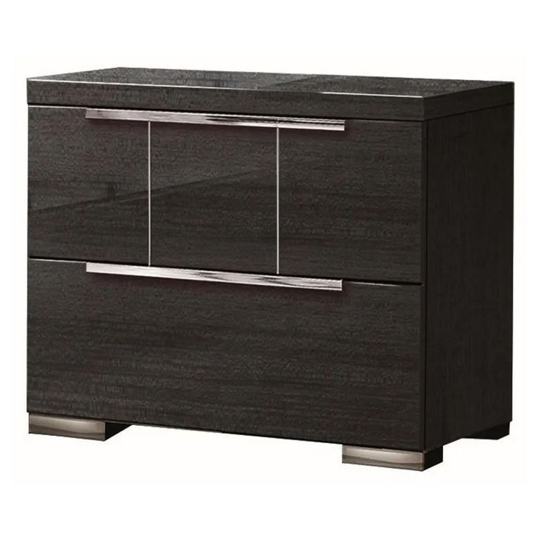 Clearance - Versilia Bedside Cabinet - 2 Drawer - Black - A488