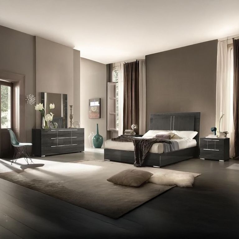 Clearance - Versilia Bedside Cabinet - 2 Drawer - Black - A488