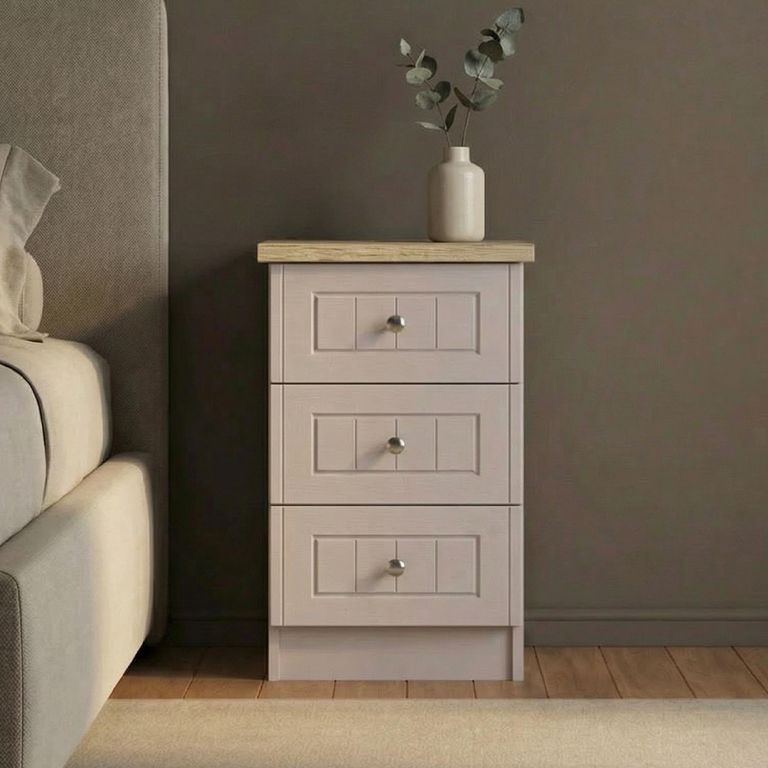 Vienna Bedside Cabinet - 3 Drawer - Cashmere