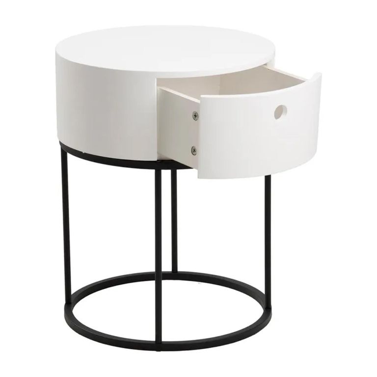 Clearance - Polo Bedside Table - 1 Drawer - Round - White Painted - FSS16524