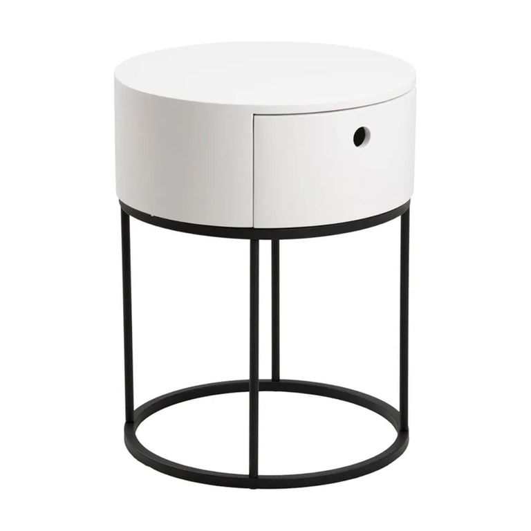 Clearance - Polo Bedside Table - 1 Drawer - Round - White Painted - FSS16524