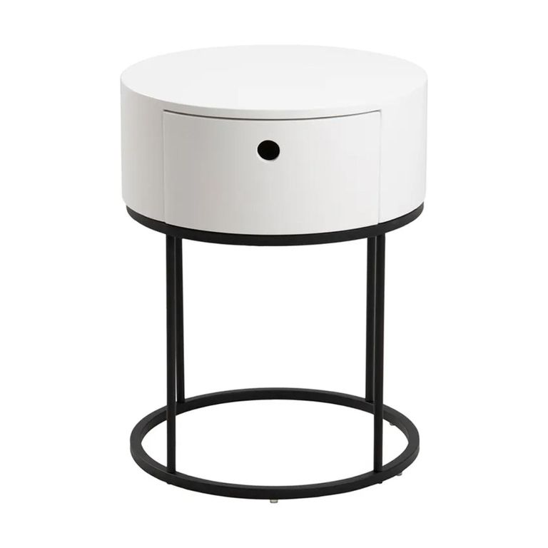 Clearance - Polo Bedside Table - 1 Drawer - Round - White Painted - FSS16524