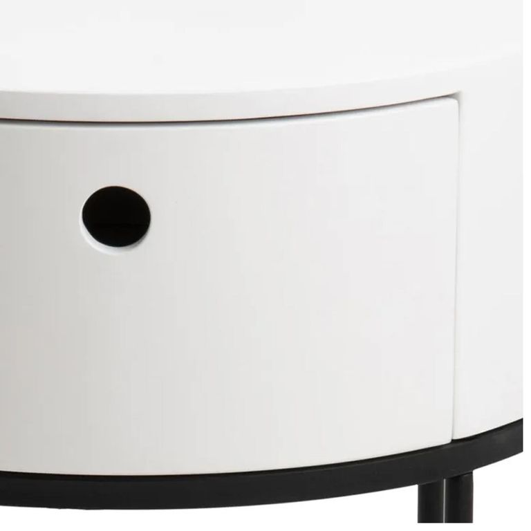 Clearance - Polo Bedside Table - 1 Drawer - Round - White Painted - FSS16524
