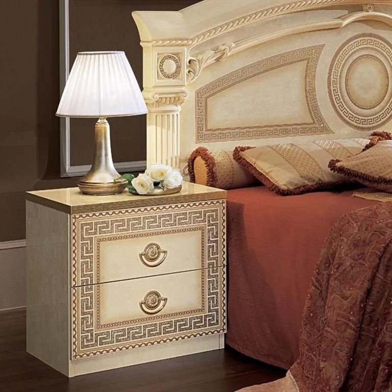 Clearance - Aida Bedside Cabinet - 2 Drawer - Ivory - A124