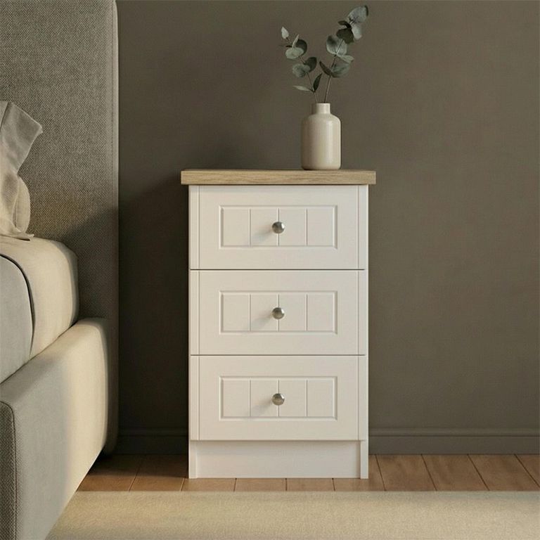Vienna Bedside Cabinet - 3 Drawer - Porcelain