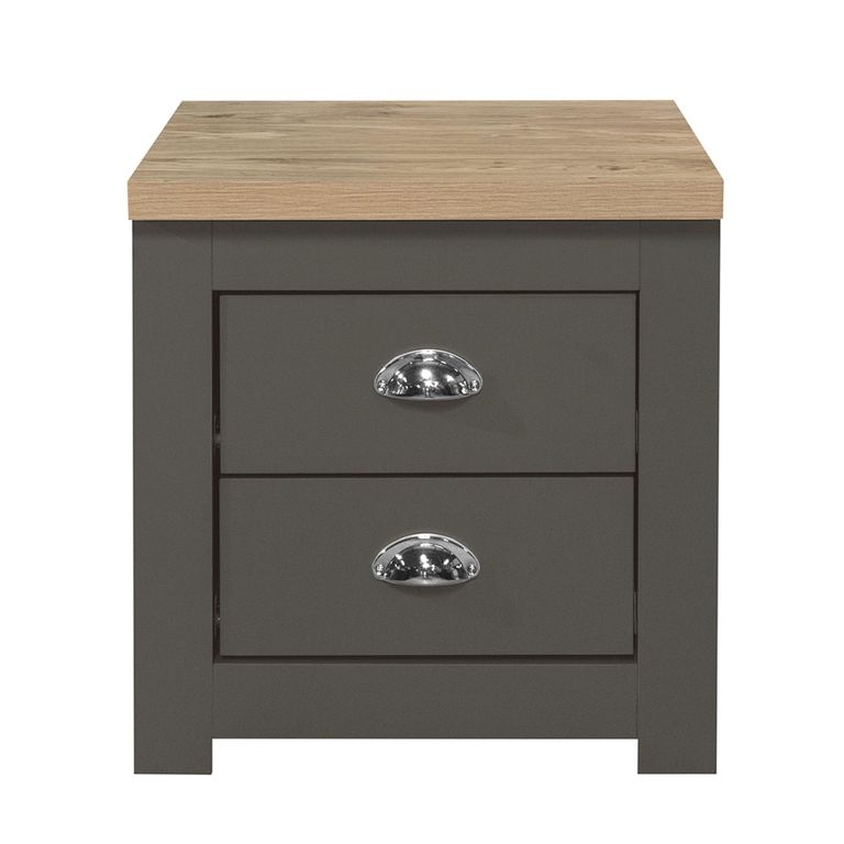 Highgate Bedside Cabinet - 2 Drawer - Dark Grey Painted