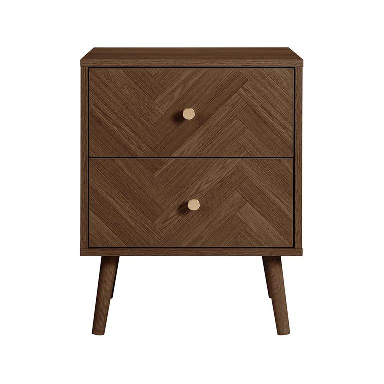 Herringford Bedside Cabinet - 2 Drawer - Walnut