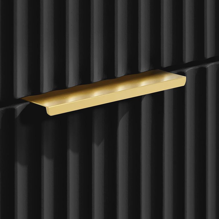 Zara Bedside Table - 2 Drawer - Fluted - Black - Gold Legs