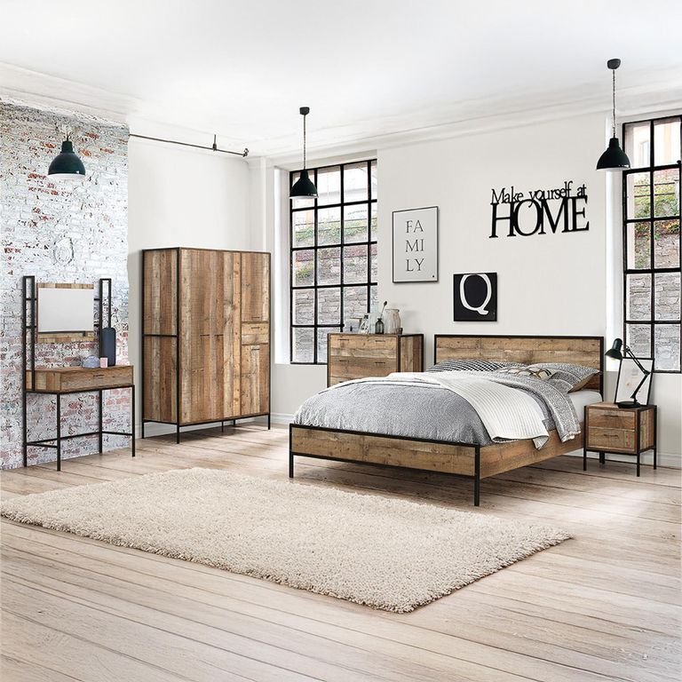 Urban Bedside Cabinet - Industrial Style - 1 Drawer - Rustic Wood