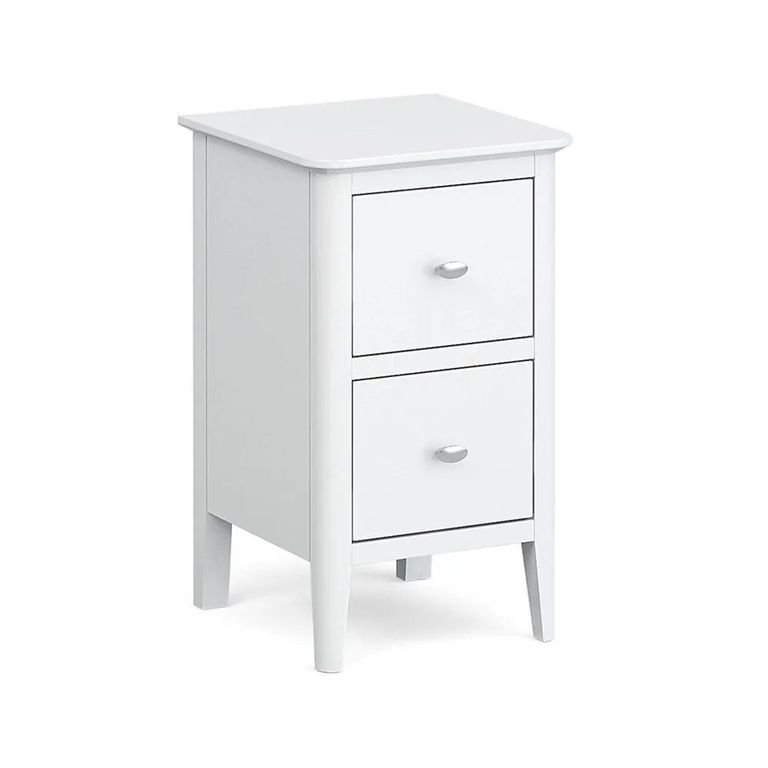 Clearance - Hampstead Narrow Bedside Cabinet - 2 Drawer - White - FSS16981