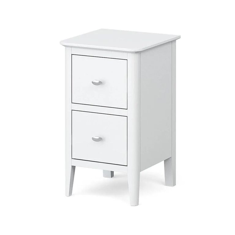 Clearance - Hampstead Narrow Bedside Cabinet - 2 Drawer - White - FSS16981