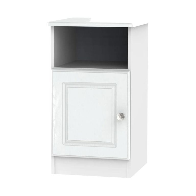 Crystal Bedside Cabinet - 1 Door - White
