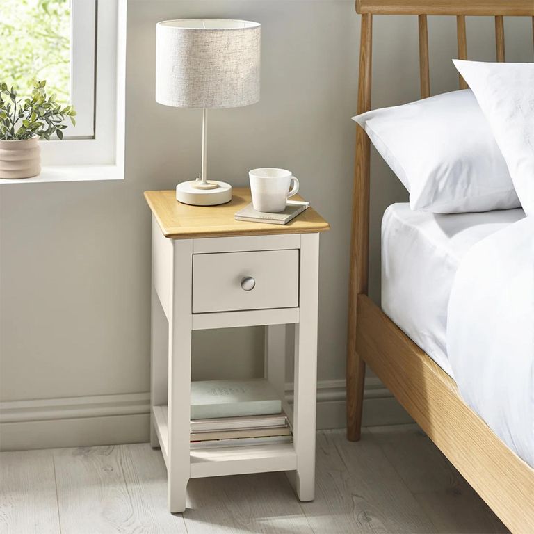 Somerset Compact Bedside Table - 1 Drawer - Truffle Grey and Oak