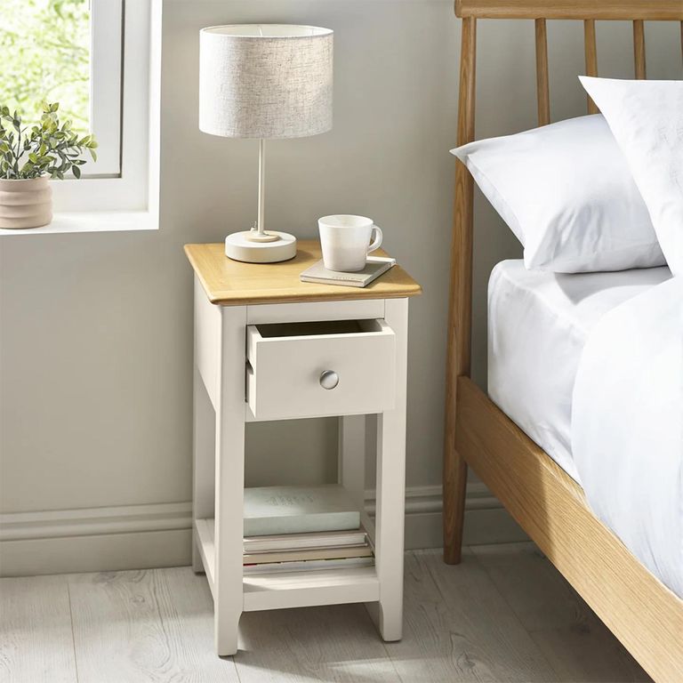 Somerset Compact Bedside Table - 1 Drawer - Truffle Grey and Oak