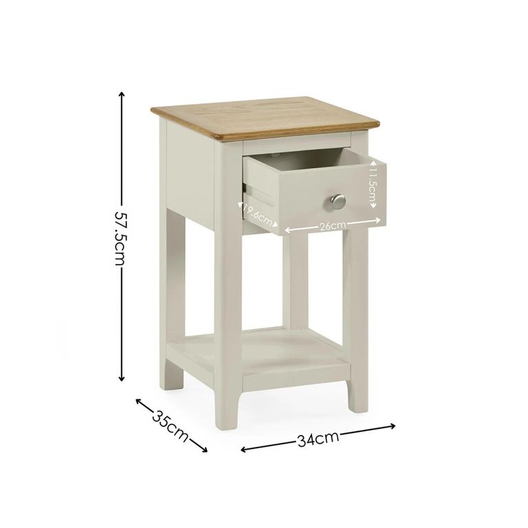 Somerset Compact Bedside Table - 1 Drawer - Truffle Grey and Oak