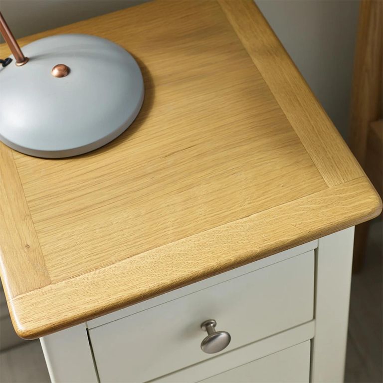 Somerset Compact Bedside Table - 3 Drawer - Truffle Grey and Oak