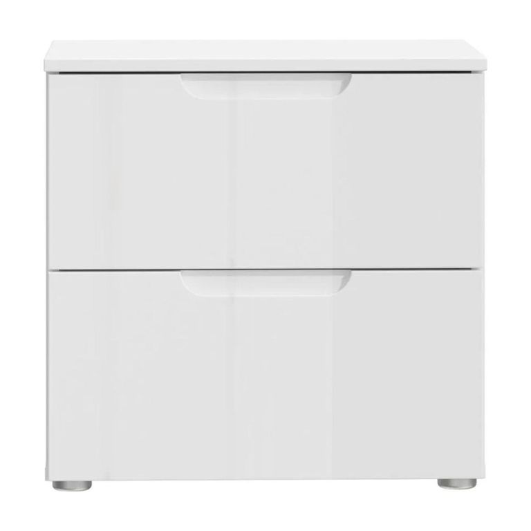 Sienna Bedside Cabinet - 2 Drawer - White Gloss