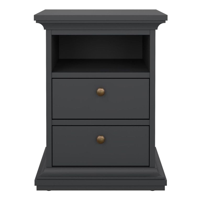 Paris Bedside Cabinet - 2 Drawer - Grey