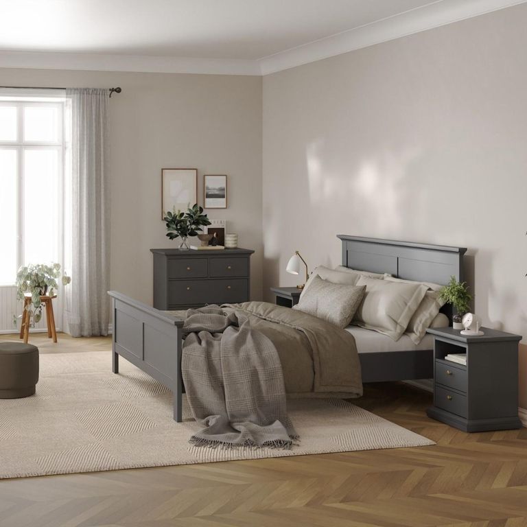 Paris Bedside Cabinet - 2 Drawer - Grey