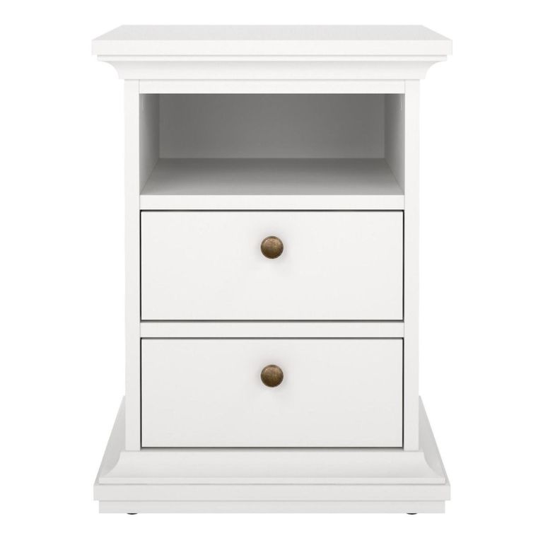 Paris Bedside Cabinet - 2 Drawer - White
