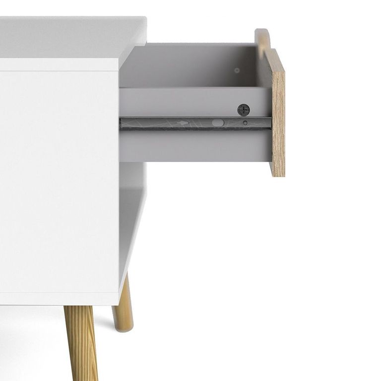 Oslo Bedside Table - 1 Drawer - White and Oak