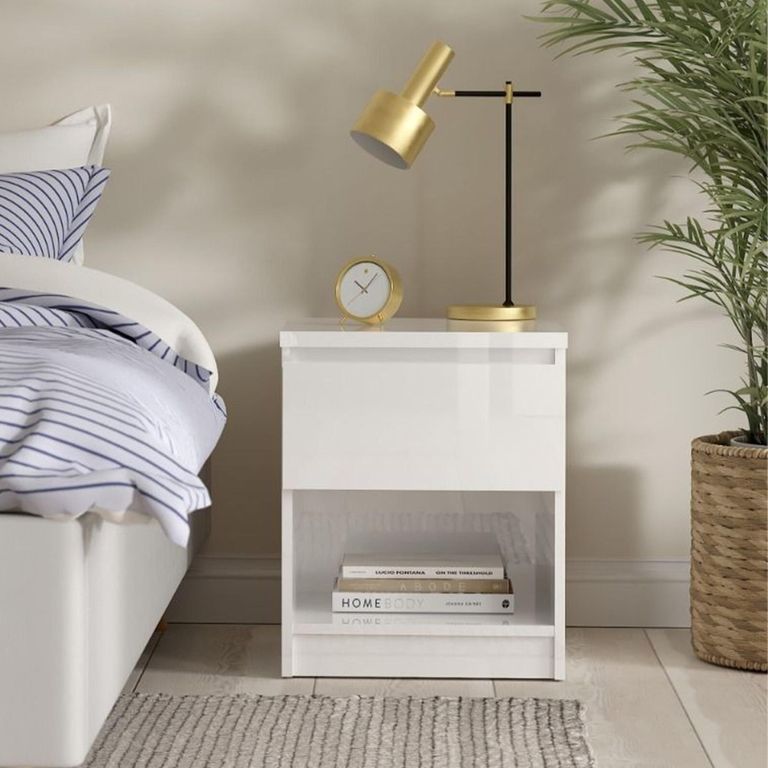 Naia Bedside Cabinet - 1 Drawer - White Gloss