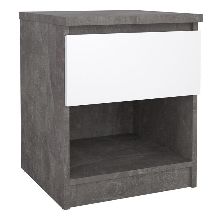 Naia Bedside Cabinet - 1 Drawer - Grey Concrete